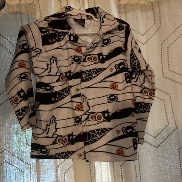 PJ’s & Presents Boys 3T Halloween Pjs 2pc St Button Up Orange/Blk/White - Picture 4 of 5